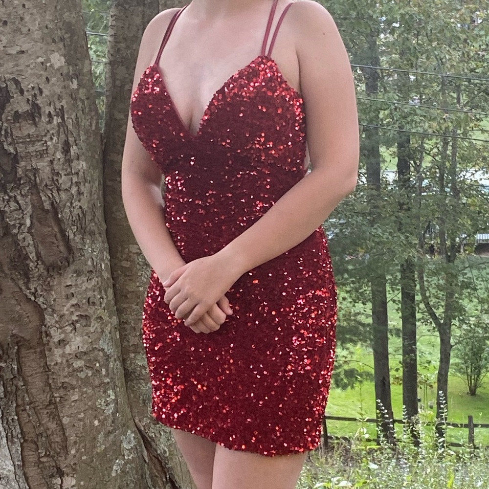 Sherri Hill Red Sequence Dress Size Four